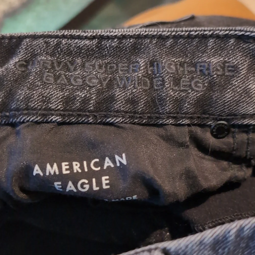 American Eagle Black Baggy Wide Leg Stretch Jeans - Picture 5 of 6